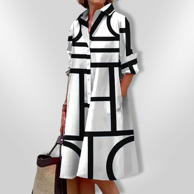 Robe Mi-Longue À Motif Géométrique