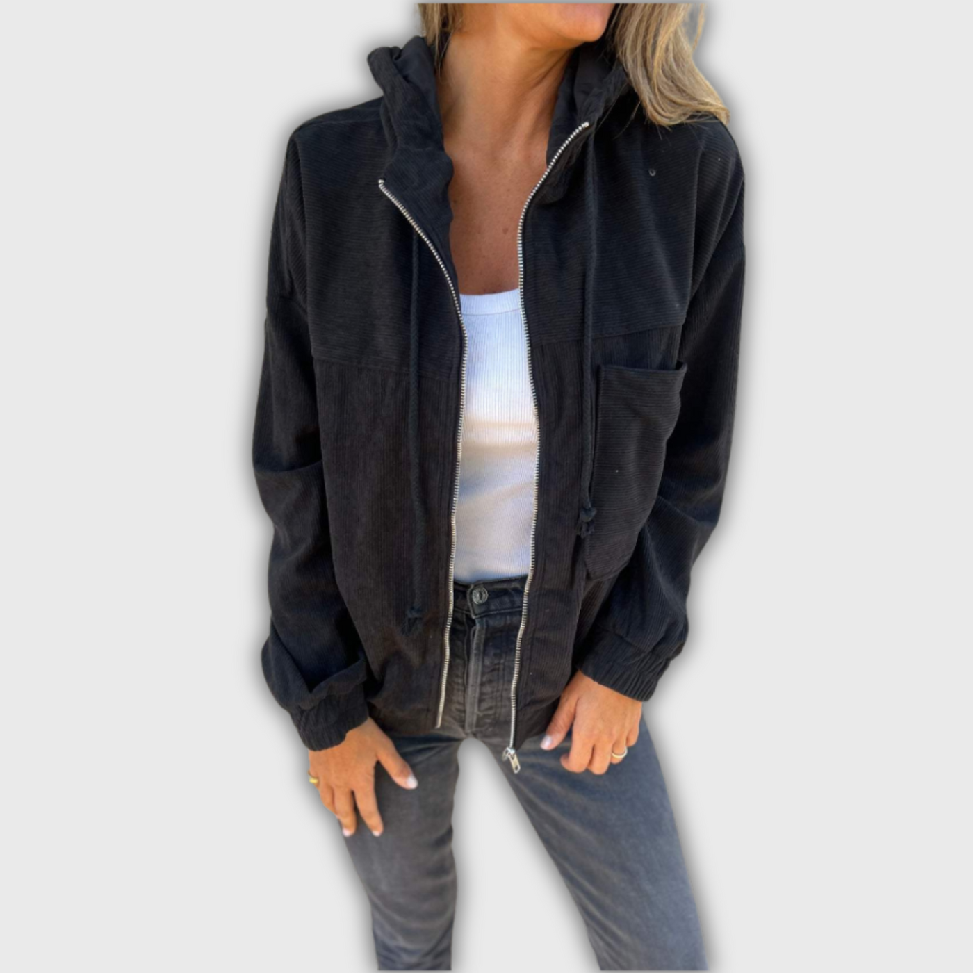Veste Rétro Légère En Velours Côtelé