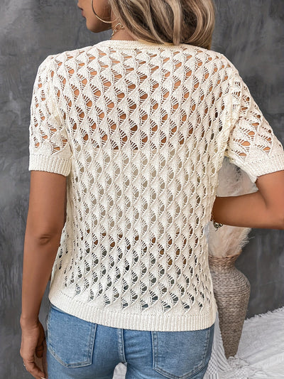 Pull Élégant À Manches Courtes En Dentelle