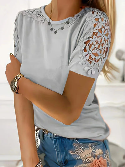 T-shirt D'été À Manches Courtes Avec Dentelle