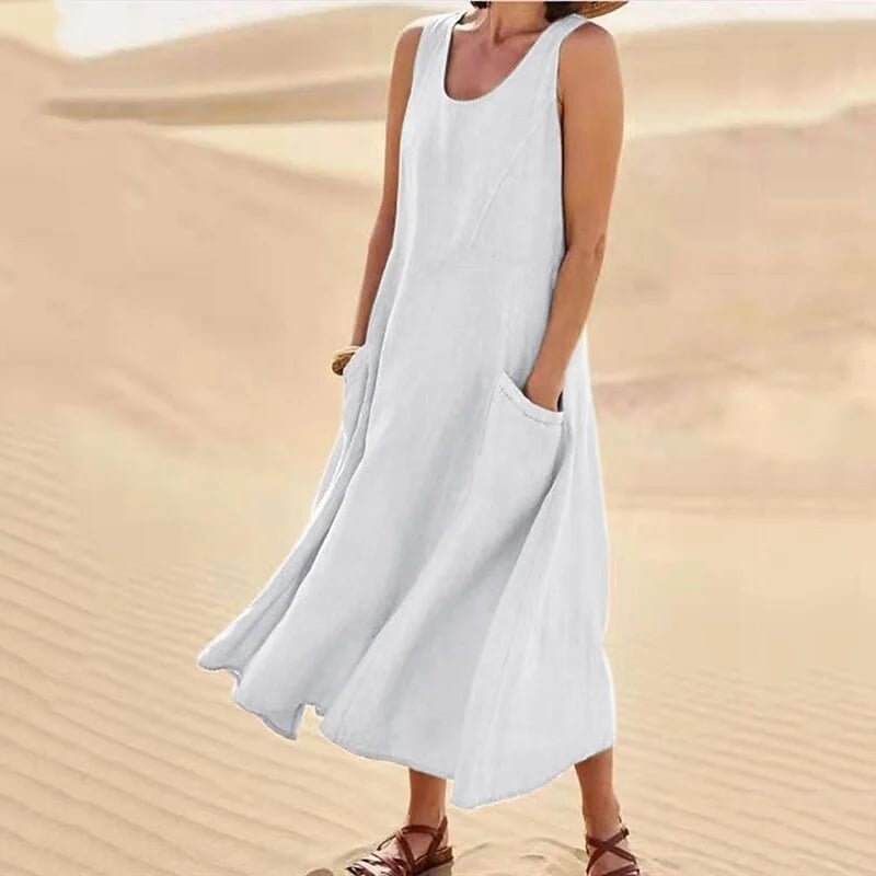 Robe Sans Manches En Coton & Lin