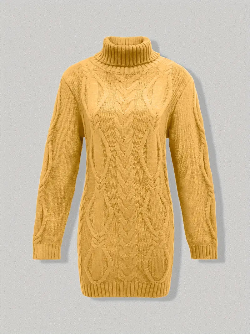 Pull-Robe À Col Roulé En Maille Torsadée Épaisse
