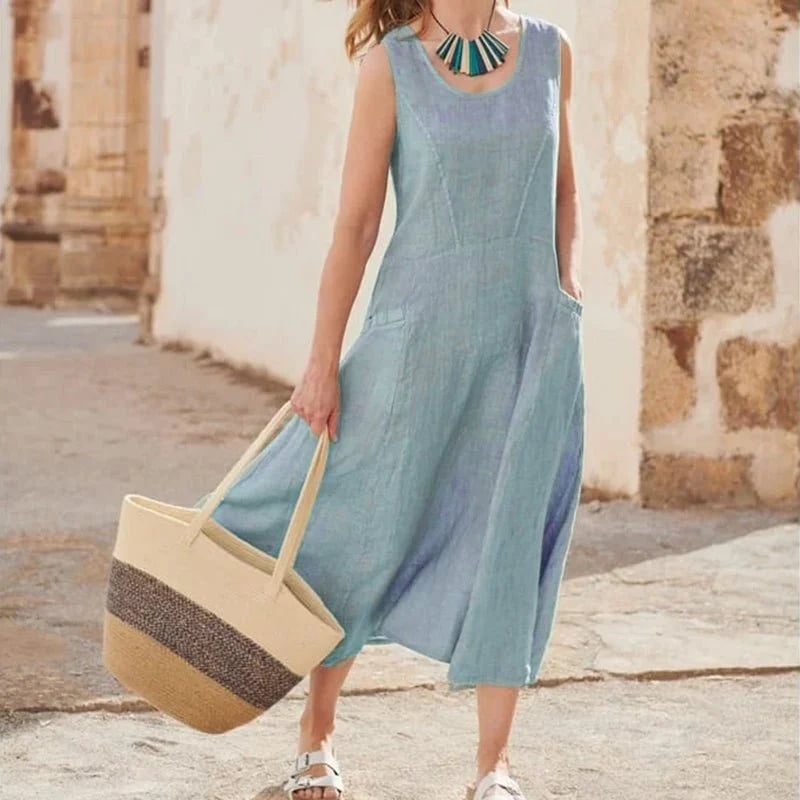 Robe Sans Manches En Coton & Lin