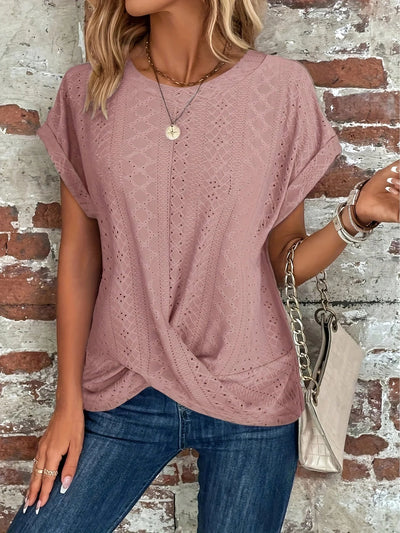 T-shirt Mallory Torsadé En Tricot Gaufré