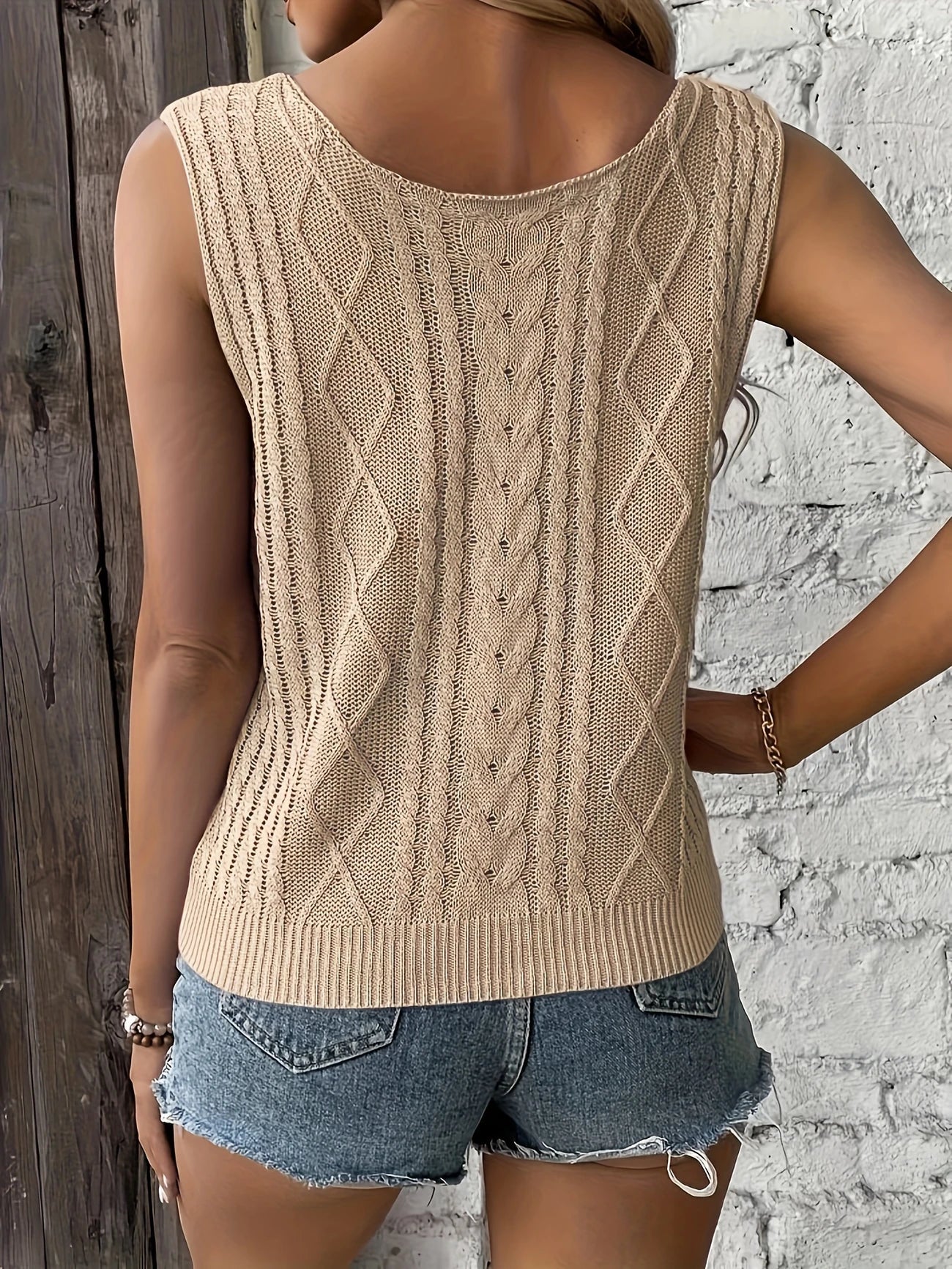 Top Sans Manches En Maille Avec Décolleté En V