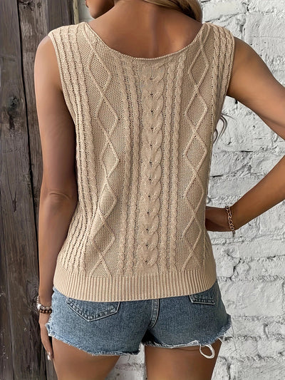Top Sans Manches En Maille Avec Décolleté En V