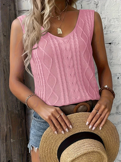 Top Sans Manches En Maille Avec Décolleté En V
