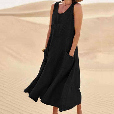 Robe Sans Manches En Coton & Lin