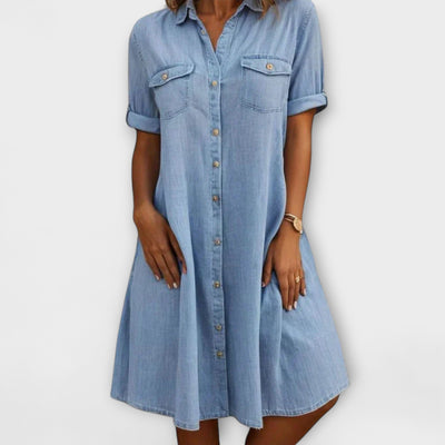 Robe Décontractée En Denim Doux