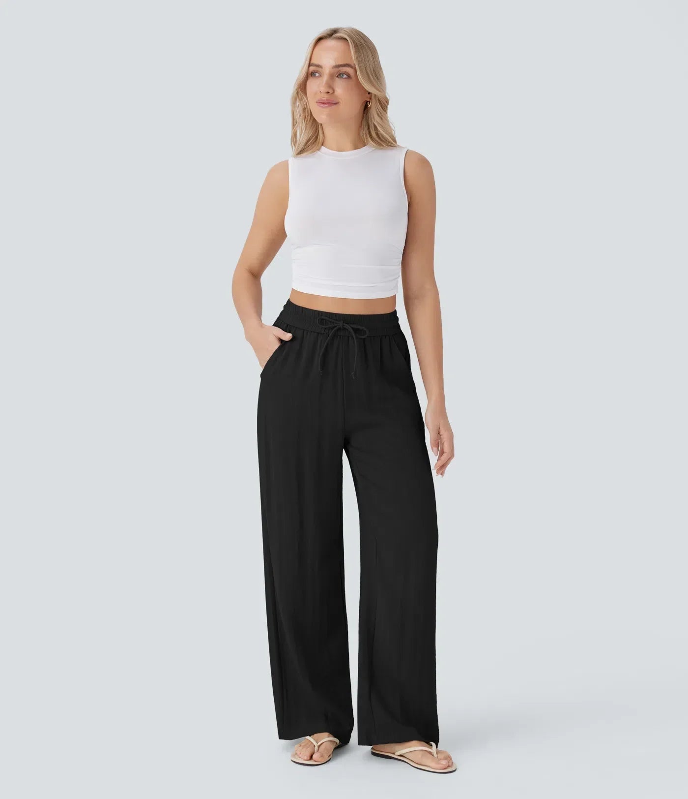 Pantalon En Lin Décontracté & Aéré