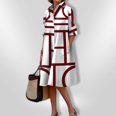 Robe Mi-Longue À Motif Géométrique