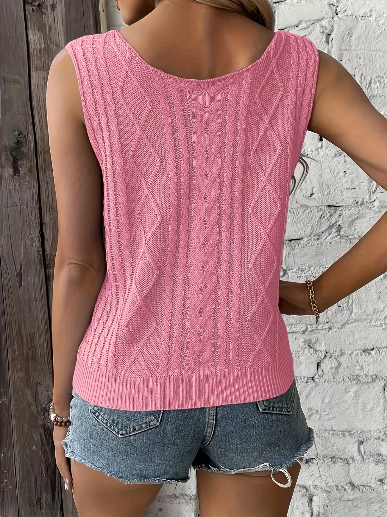 Top Sans Manches En Maille Avec Décolleté En V