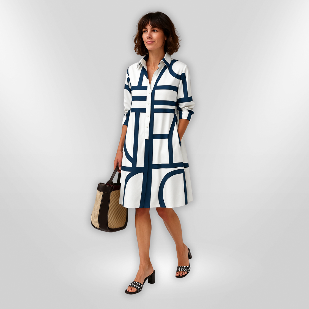 Robe Mi-Longue À Motif Géométrique
