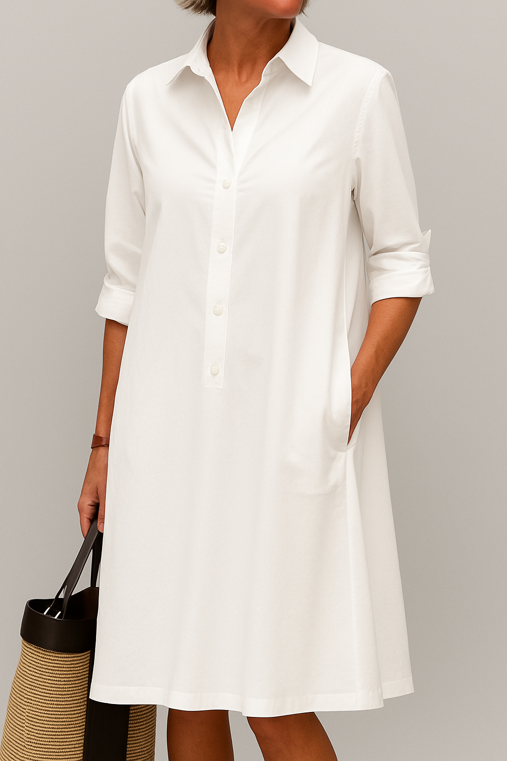 Robe Chemise Boutonnée Avec Poches