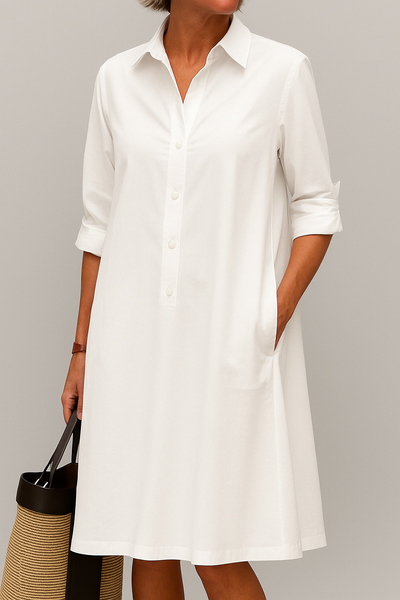 Robe Chemise Boutonnée Avec Poches