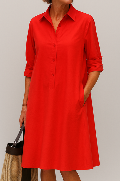 Robe Chemise Boutonnée Avec Poches