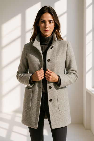Manteau Rosie À Col Montant En Laine Douce