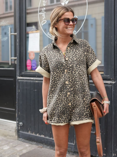 Robe Chemise En Coton À Imprimé Léopard