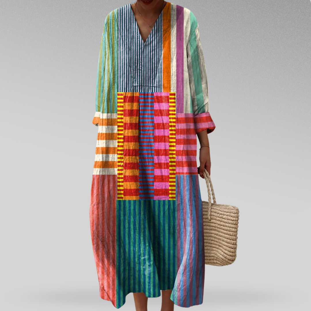 Robe Caftan À Motifs Avec Décolleté En V