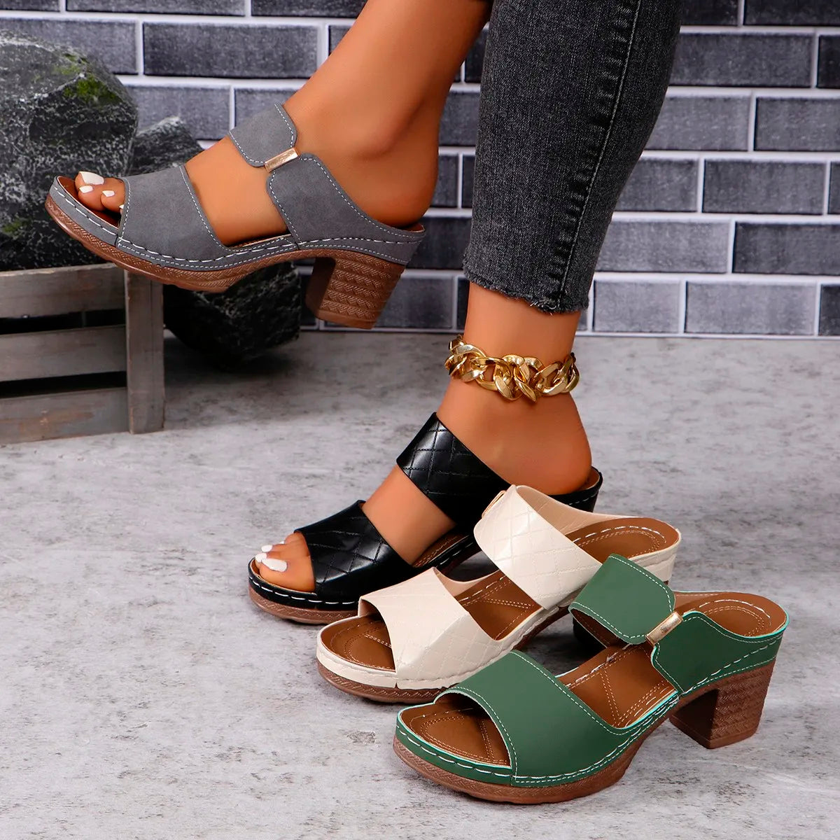 Sandales À Talon Delfina Ultra Confortables