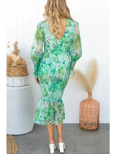 Robe Amilia Avec Décolleté En V & Manches Bouffantes