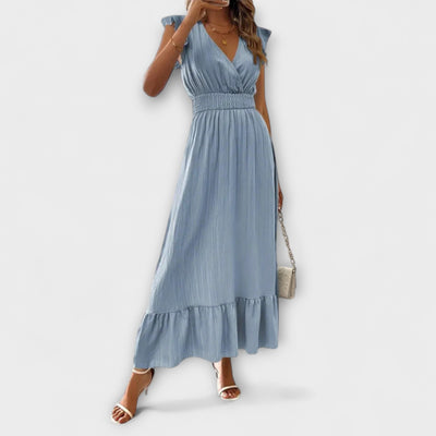 Robe À Manches Ruchées & Décolleté Profond En V