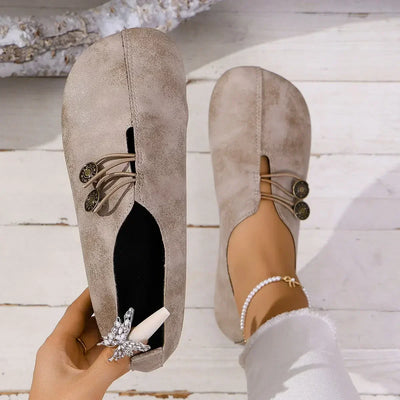 Mocassins Boutonnés En Daim Pour Femme