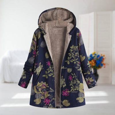 Manteau À Capuche Floral En Polaire Pour Femmes