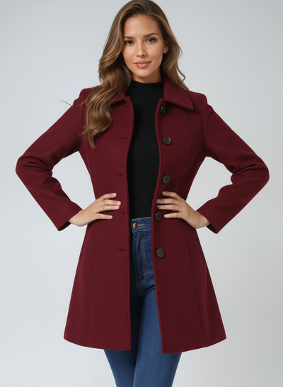 Manteau 3/4 En Laine À Boutonnage Simple