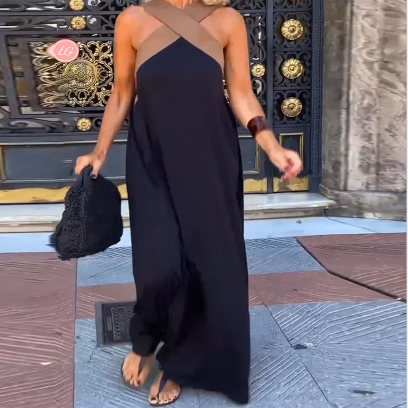 Robe Élégante Dos Nu Avec Encolure Croisée