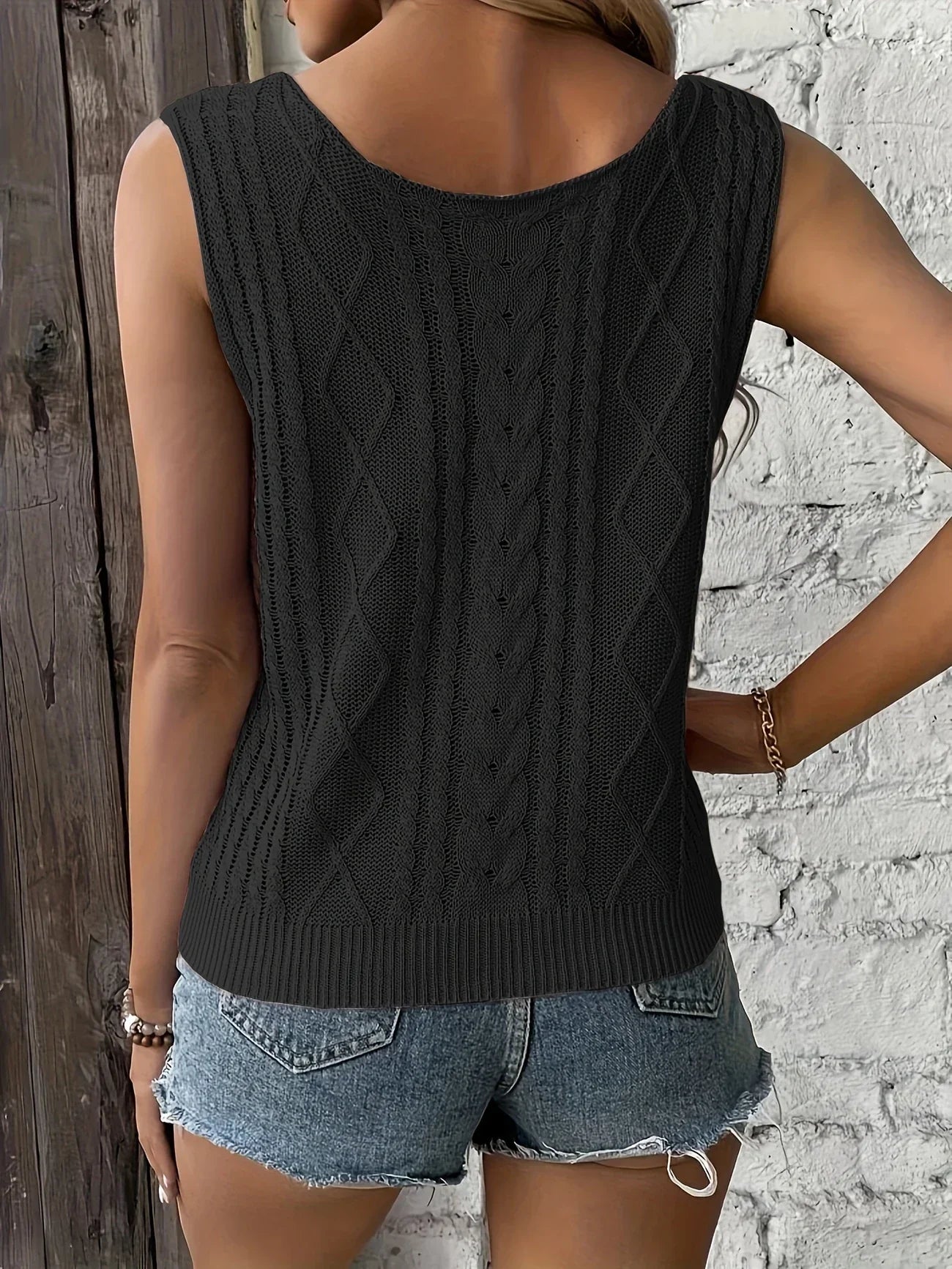 Top Sans Manches En Maille Avec Décolleté En V
