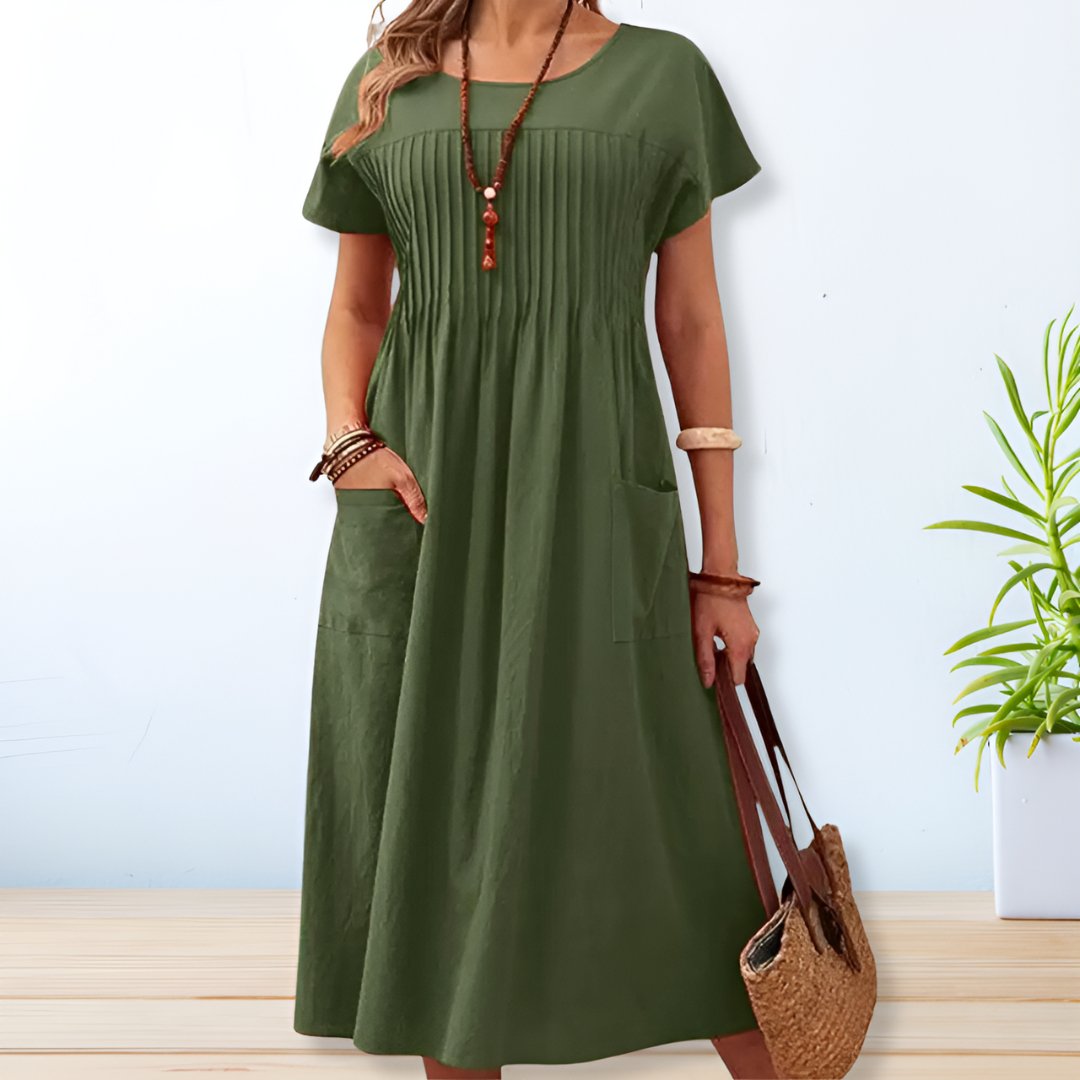 Robe À Manches Courtes & À Col Rond