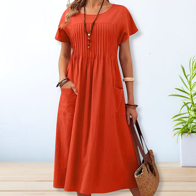 Robe À Manches Courtes & À Col Rond