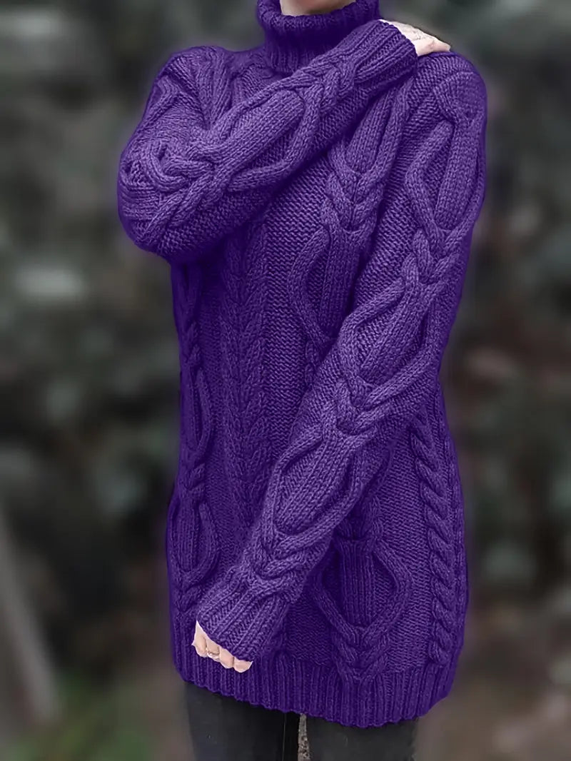 Pull-Robe À Col Roulé En Maille Torsadée Épaisse