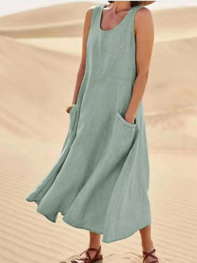 Robe Sans Manches En Coton & Lin