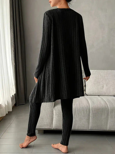 Ensemble 3 Pièces En Tricot Côtelé