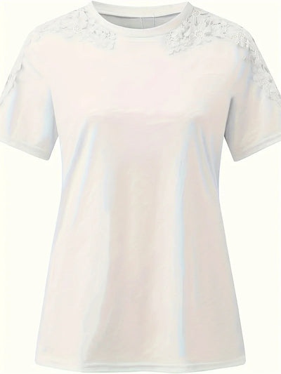 T-shirt D'été À Manches Courtes Avec Dentelle