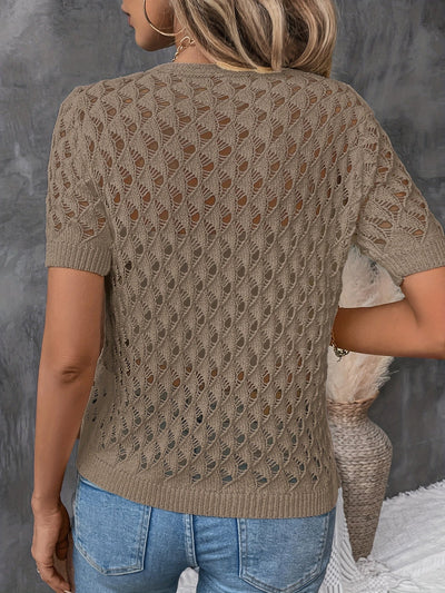 Pull Élégant À Manches Courtes En Dentelle