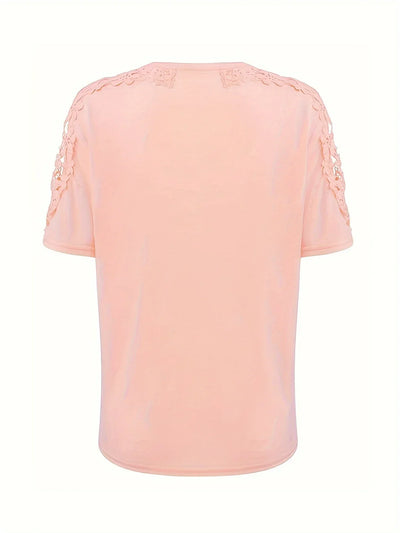 T-shirt D'été À Manches Courtes Avec Dentelle