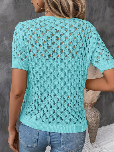 Pull Élégant À Manches Courtes En Dentelle