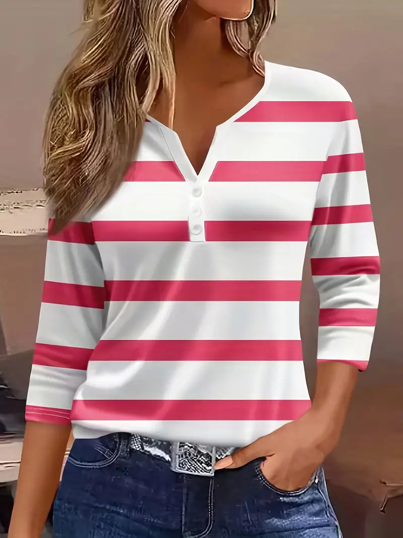 T-shirt Sakina Décontracté À Col En V En Coton