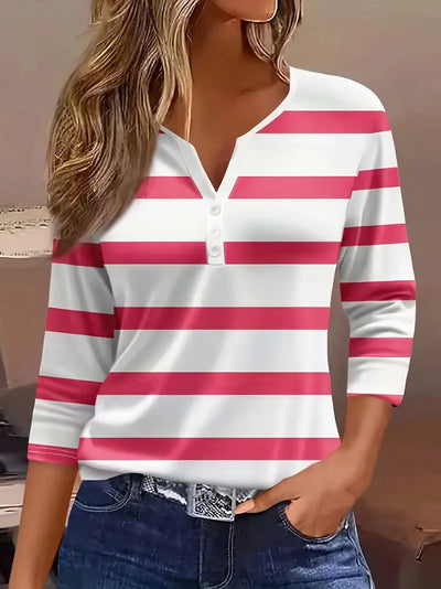 T-shirt Sakina Décontracté À Col En V En Coton