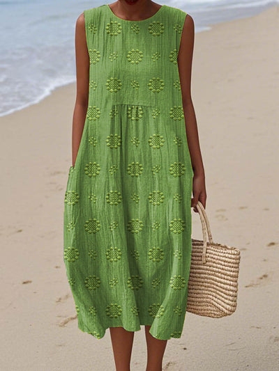 Robe D'été Sans Manches En Coton Avec Poches