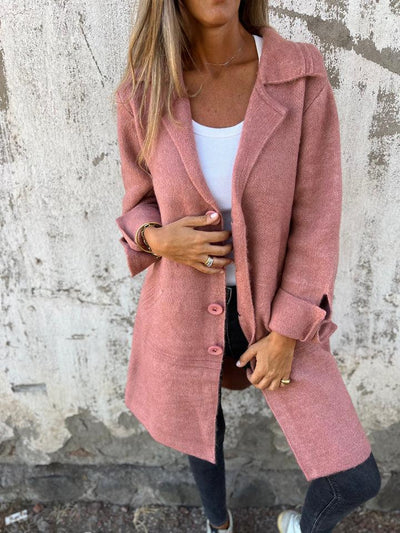 Manteau Boutonné Long En Cachemire