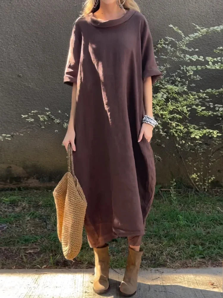 Robe Bohémienne En Coton Et En Lin