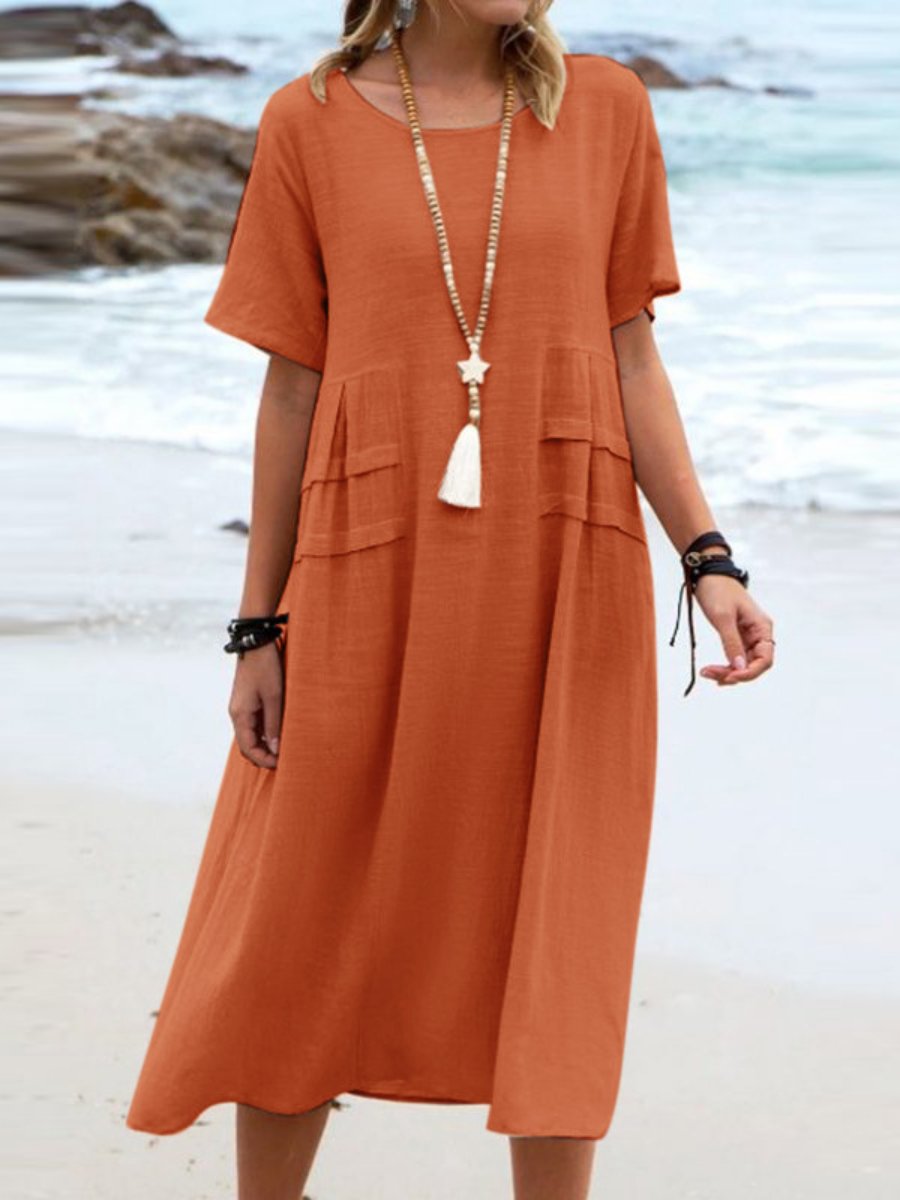 Robe Légère Ample À Encolure Ronde