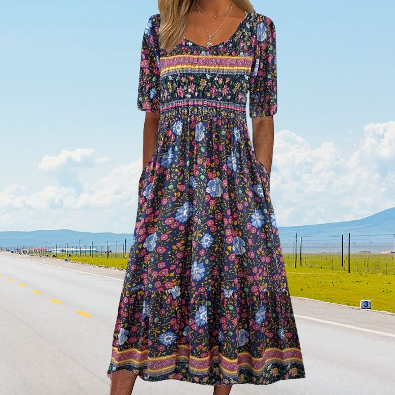 Robe Bohème Élégante En Coton Doux