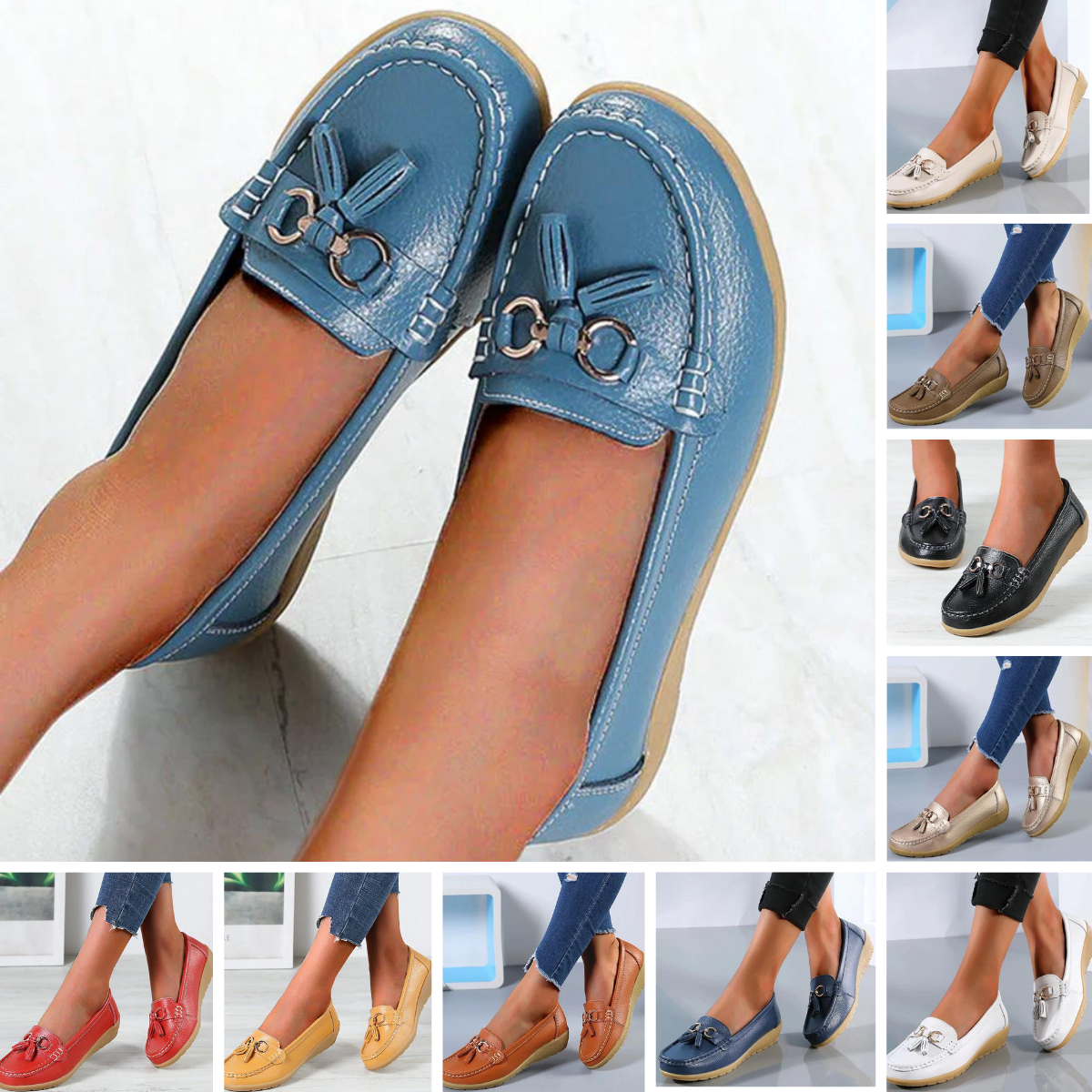 Mocassins Orthopédiques Pour Femme En Cuir Respirant - Soutien Voûte Plantaire - Style Vintage - Taille 35-43